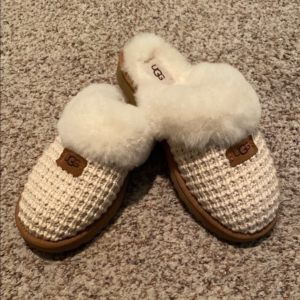 UGG Cream and Brown Cozy Slippers